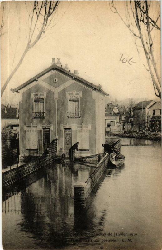 Carte postale ancienne Joinville-le-Pont Inondations 1910 à Joinville-le-Pont