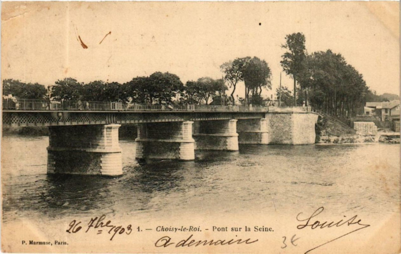 Carte postale ancienne Choisy-le-Roi Pont sur la Seine à Choisy-le-Roi