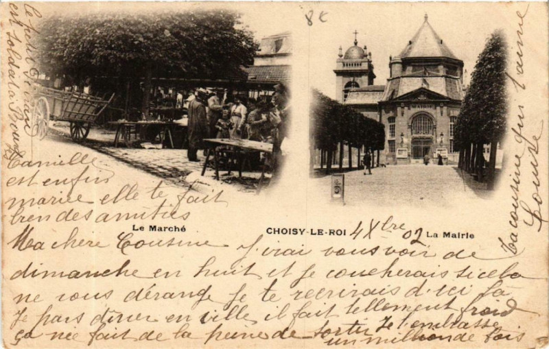 Carte postale ancienne Choisy-le-Roi Le Marche La Mairie à Choisy-le-Roi