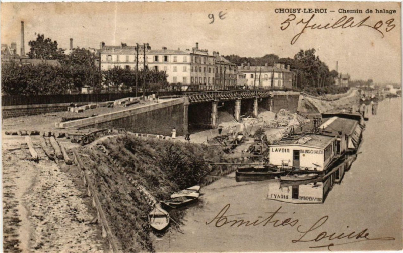 Carte postale ancienne Choisy-le-Roi Chemin de halage à Choisy-le-Roi