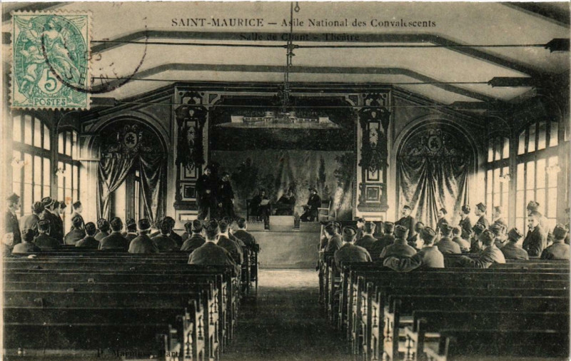Carte postale ancienne Saint-Maurice Asile Nationale des Convalescents. Salle de Chant. à Saint-Maurice