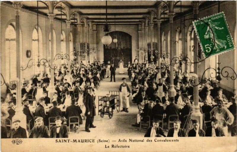 Carte postale ancienne Saint-Maurice Asile Nationale des Convalescents. Le refectoire. à Saint-Maurice