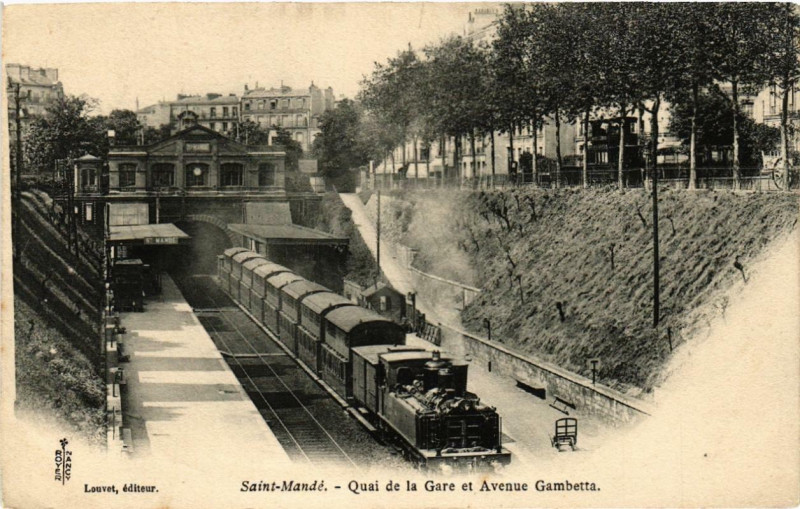 Carte postale ancienne Saint-Mande Quai de la Gare. Avenue Gambetta. à Saint-Mandé