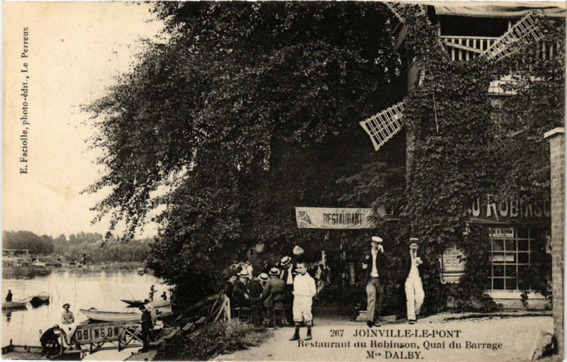 Carte postale ancienne Joinville le Pont Restaurant du Robinson, Quai de Barrage. à Joinville-le-Pont