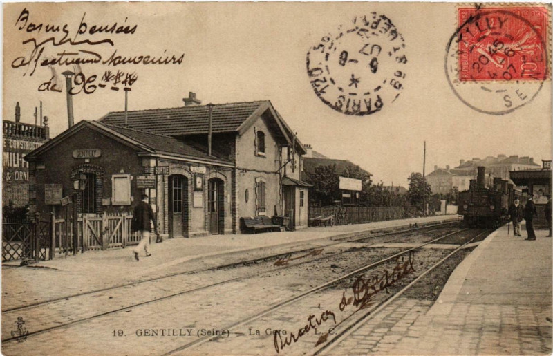 Carte postale ancienne Gentilly La Gare. à Gentilly