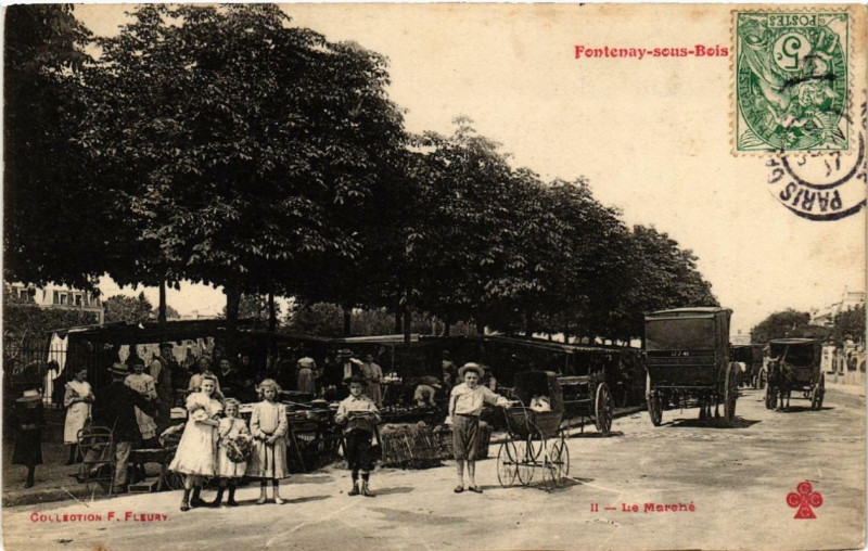 Carte postale ancienne Fontenay sous Bois Le Marche. à Fontenay-sous-Bois