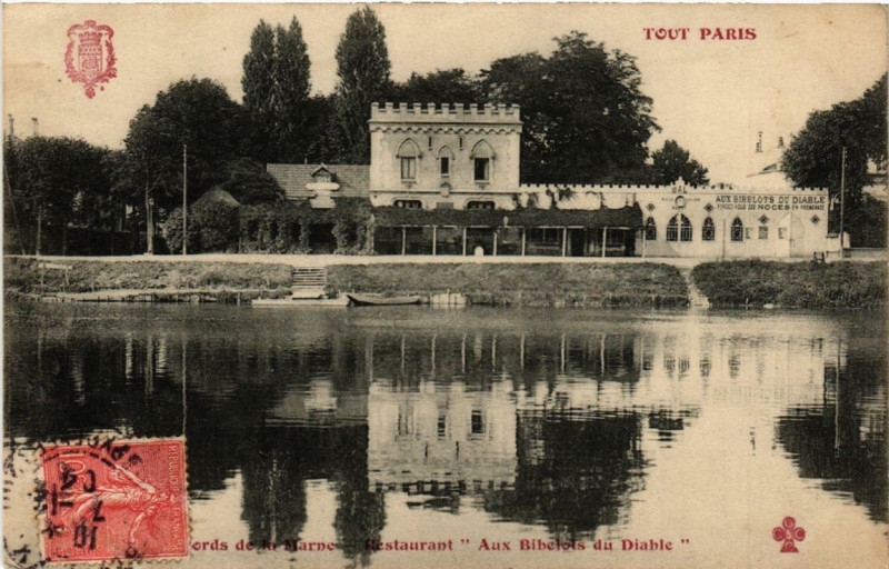 Carte postale ancienne Bords de la Marne. Restaurant Aux Biblors du Dable.