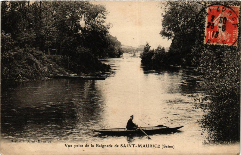 Carte postale ancienne Vue prise de la Baignade de Saint-Maurice à Saint-Maurice