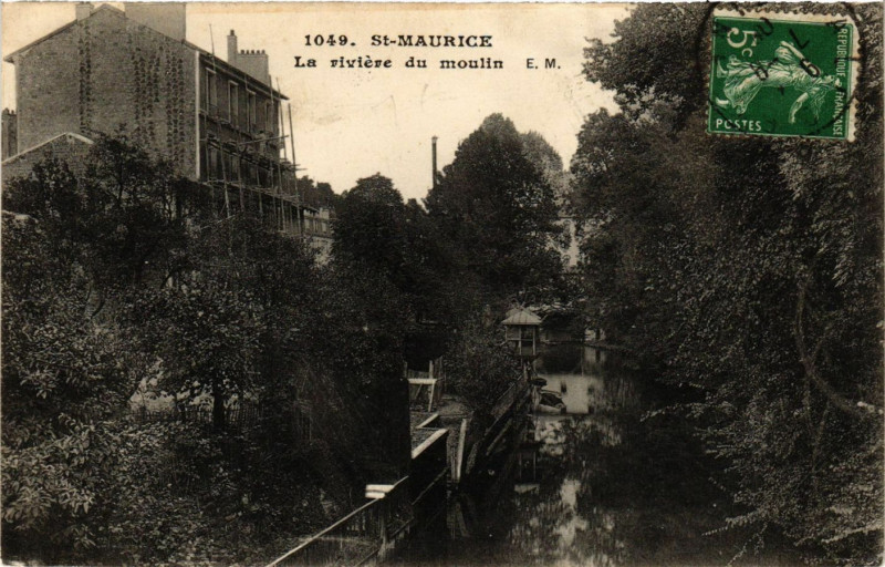 Carte postale ancienne Saint-Maurice La riviere du moulin à Saint-Maurice