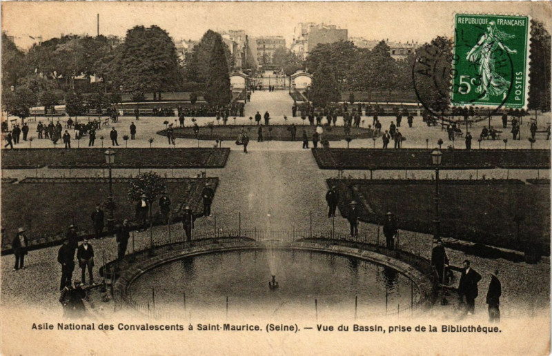 Carte postale ancienne Asile National des Convalescents a Saint-Maurice - Vue du Bassin, p à Saint-Maurice