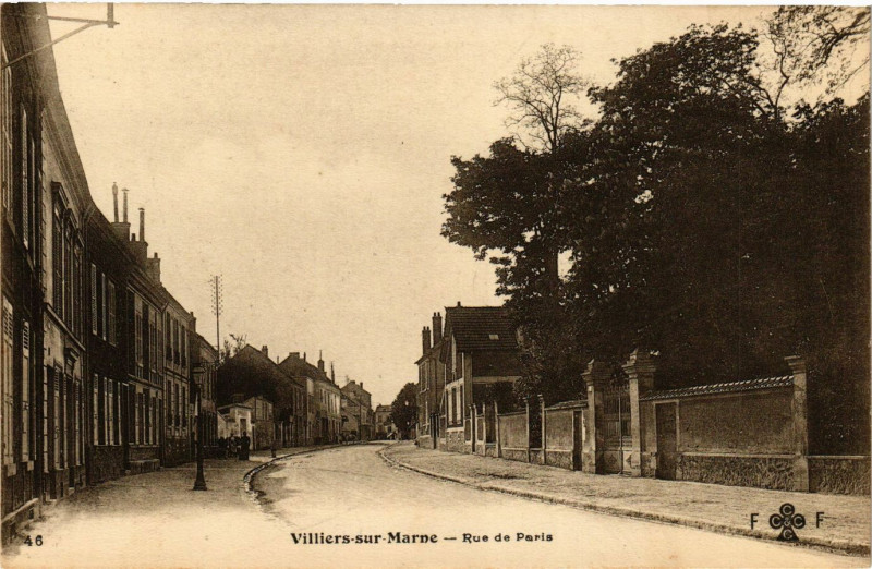 Carte postale ancienne Villiers-sur-Marne - Rue de Paris à Villiers-sur-Marne
