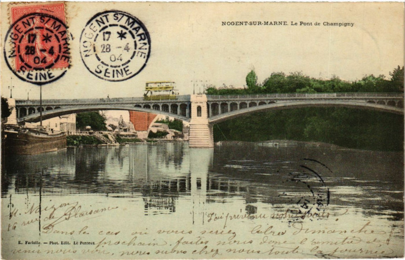 Carte postale ancienne Nogent-sur-Marne - Le Pont de Champigny à Nogent-sur-Marne
