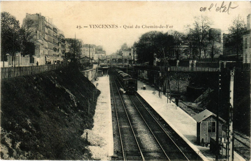 Carte postale ancienne Vincennes - Quai du Chemin-de-Fer à Vincennes