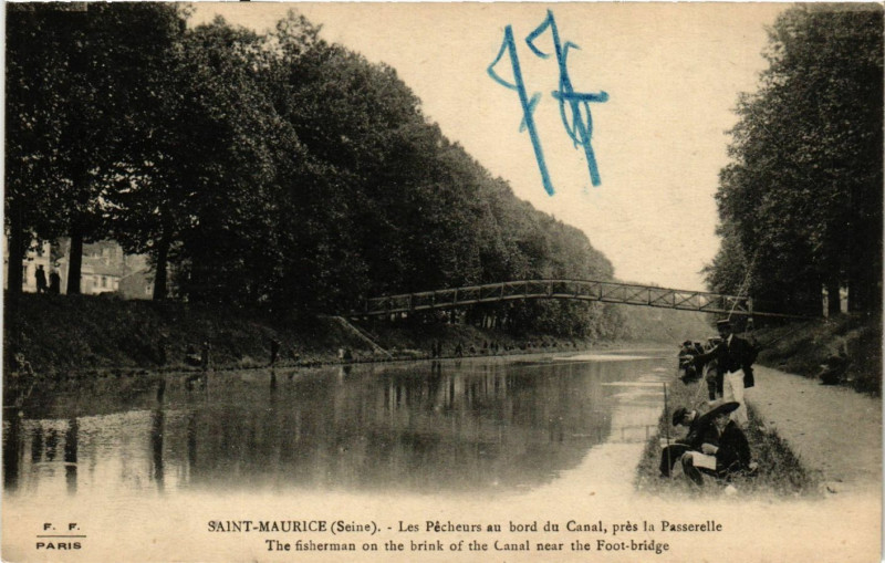 Carte postale ancienne Saint-Maurice - Les Pecheurs à Saint-Maurice