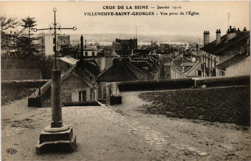 Carte postale ancienne Villeneuve Saint-Georges - Vue prise de l'Eglise à Villeneuve-Saint-Georges