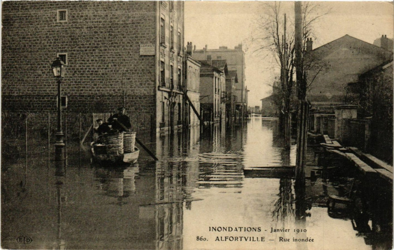 Carte postale ancienne Alfortville - Rue Inondee à Alfortville