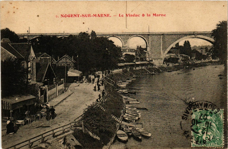 Carte postale ancienne Nogent sur Marne - Le Viaduc a la Marne à Nogent-sur-Marne