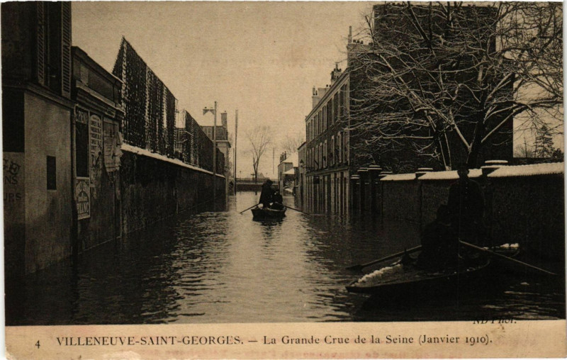 Carte postale ancienne Villeneuve Saint Georges - La Grande Crue à Villeneuve-Saint-Georges