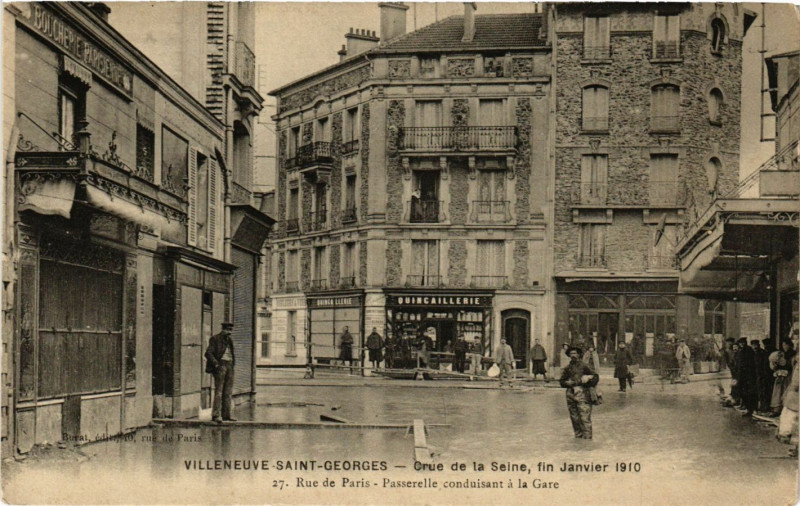 Carte postale ancienne Villeneuve Saint Georges - Crue de la Seine à Villeneuve-Saint-Georges