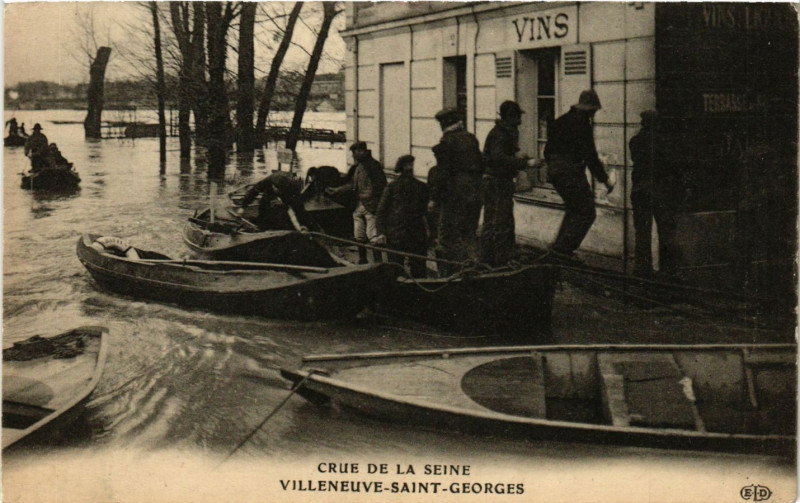 Carte postale ancienne Villeneuve Saint Georges - Crue de la Seine à Villeneuve-Saint-Georges