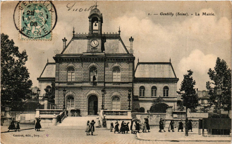 Carte postale ancienne Gentilly - La Mairie à Gentilly