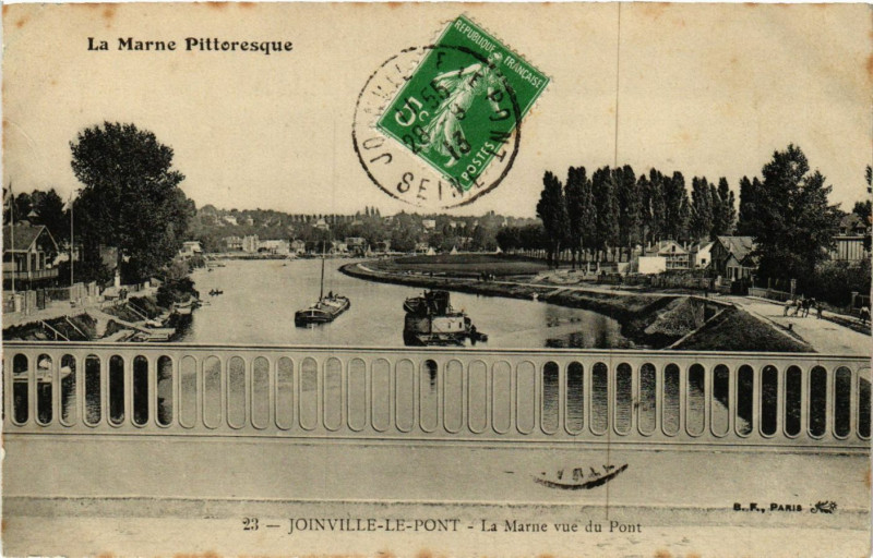 Carte postale ancienne Joinville le Pont - La Marne vue du Pont à Joinville-le-Pont