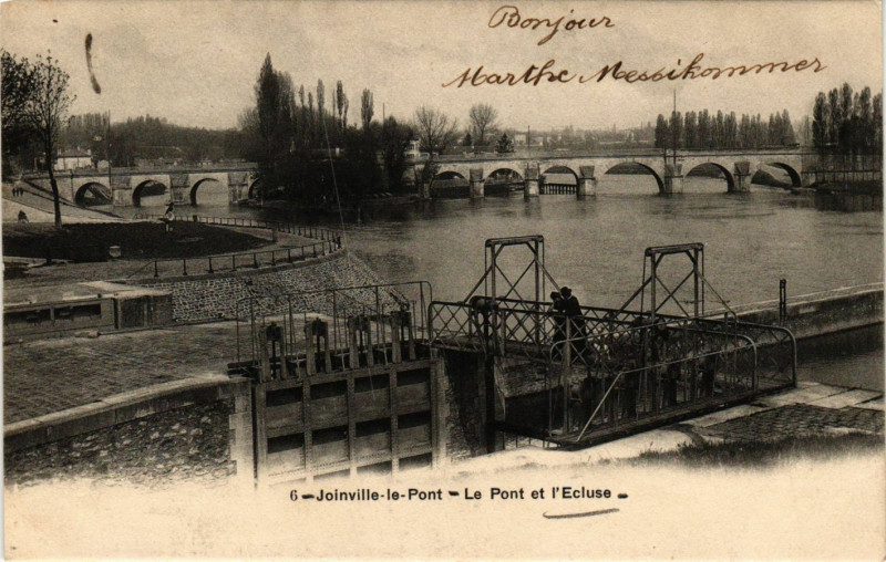 Carte postale ancienne Joinville le Pont - Le Pont et l'Ecluse à Joinville-le-Pont