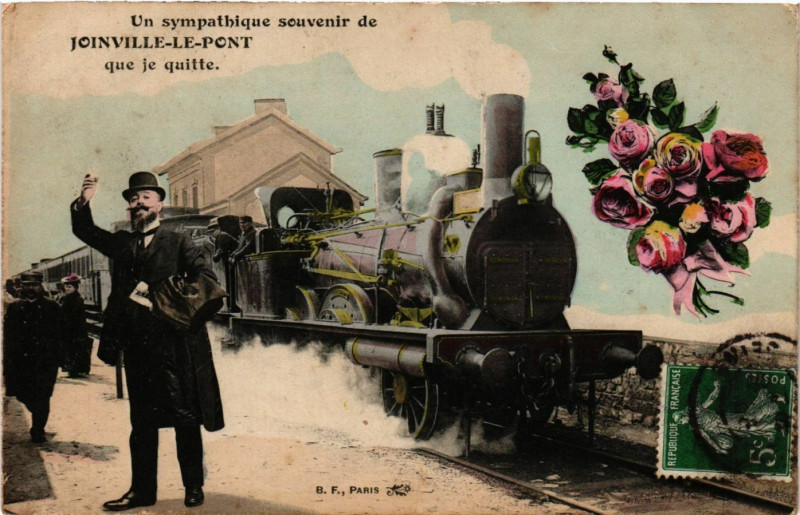 Carte postale ancienne Joinville-Le-Pont - Un symathique souvenir à Joinville-le-Pont