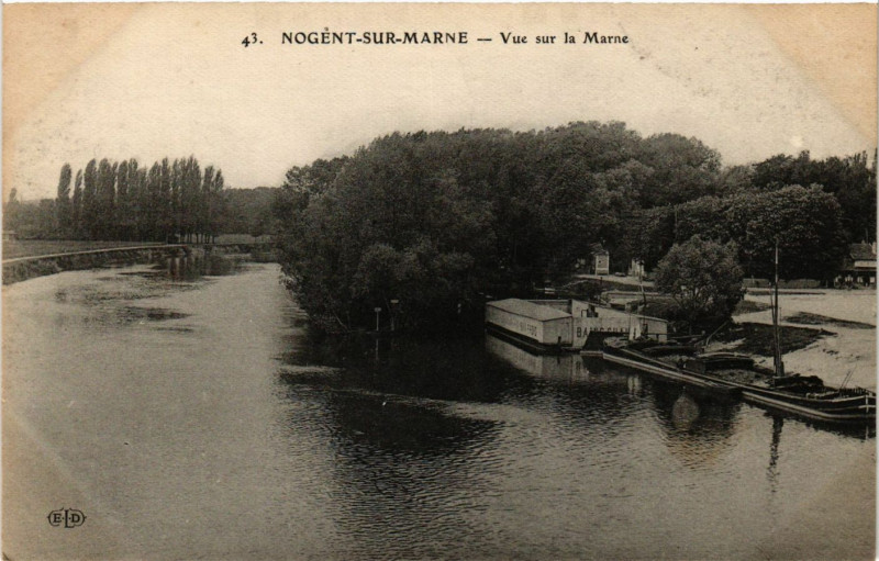 Carte postale ancienne Nogent sur Marne - Vue sur la Marne à Nogent-sur-Marne