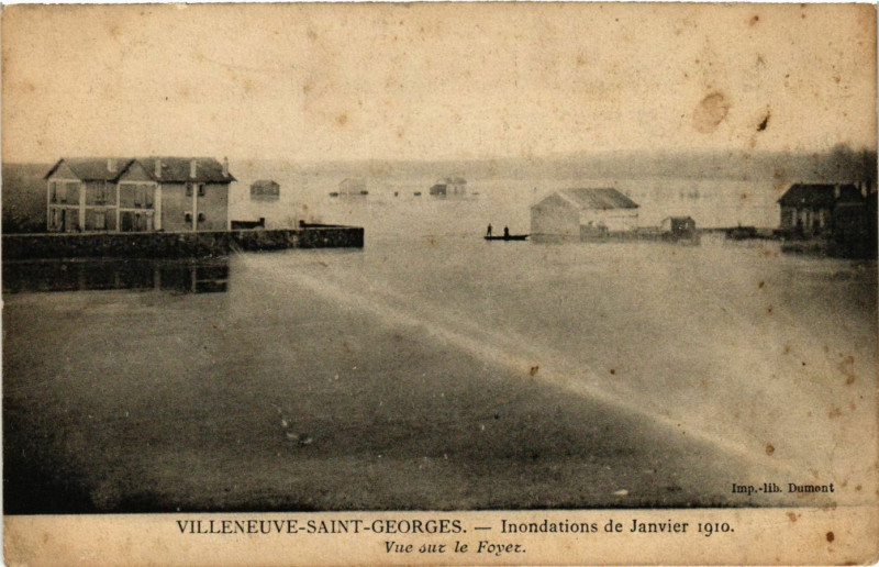 Carte postale ancienne Villeneuve-Saint-Georges - Inondations de Janvier 1910 à Villeneuve-Saint-Georges