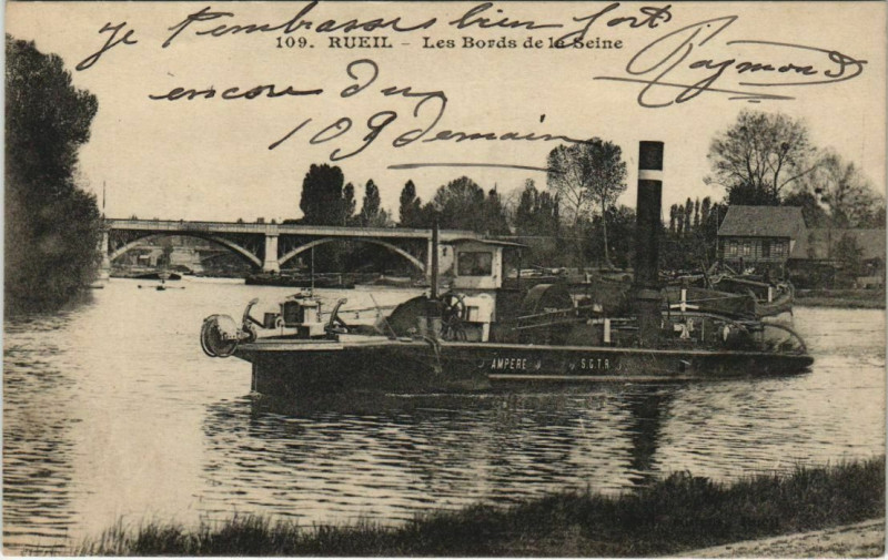 Carte postale ancienne Rueil Les Bords de la Seine