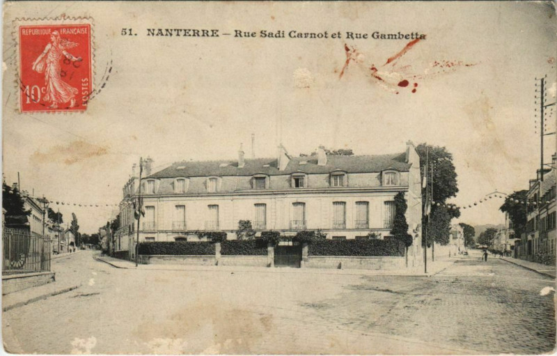 Carte postale ancienne Nanterre Rue Sadi Carnot et Rue à Nanterre