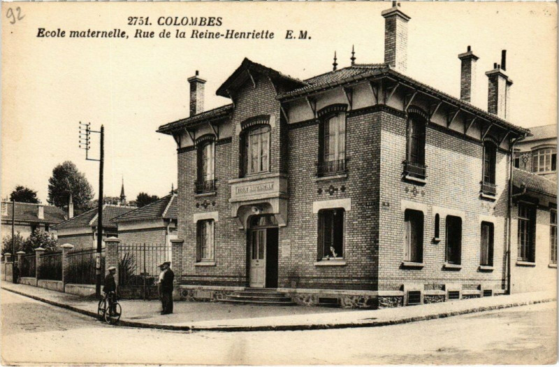 Carte postale ancienne Colombes - Ecole maternelle, Rue de la Reine-Henriette à Colombes
