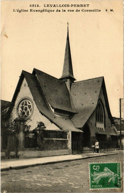 Carte postale ancienne Levallois-Perret - L'église Evangélique de la rue de Cormeille à Levallois-Perret