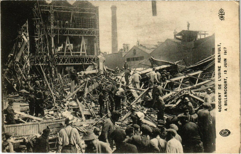Carte postale ancienne Catastrophe - Accidnet de L'Usine Renault a Billancourt, 1917