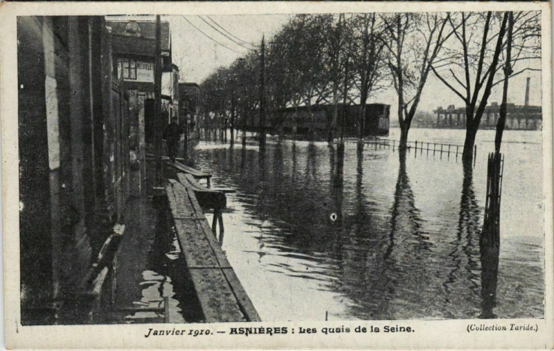 Carte postale ancienne Asnieres - Les quais de la Seine, Janvier 1910