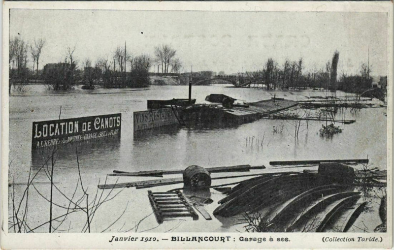 Carte postale ancienne Billancourt - Garage à sec, Janvier 1910