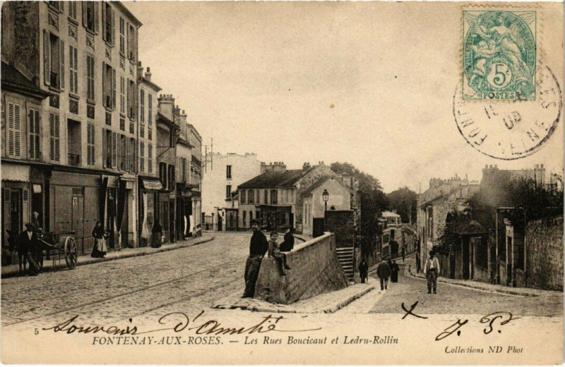 Carte postale ancienne Fontenay-aux-Roses - Les Rues Boucicaut et Ledru-Rollin à Fontenay-aux-Roses