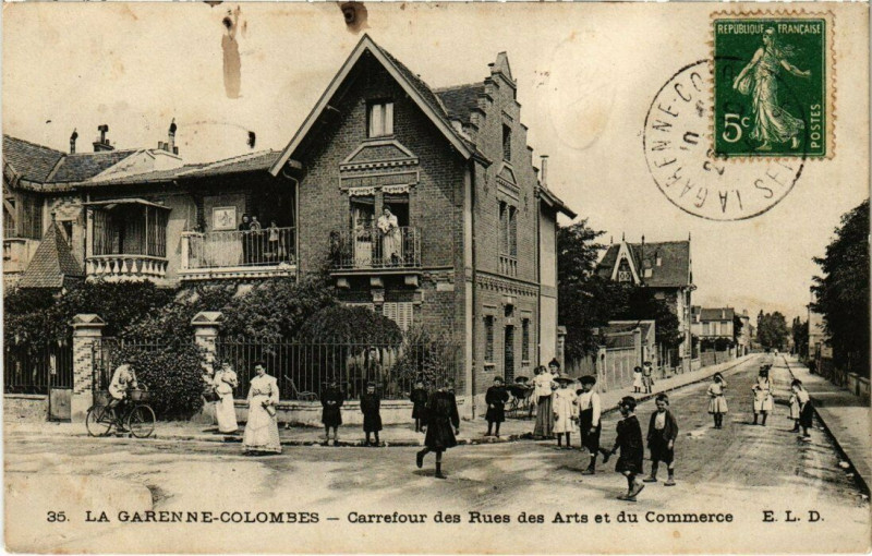 Carte postale ancienne La Garenne-Colombes - Carrefour des Rues des Arts et du à La Garenne-Colombes