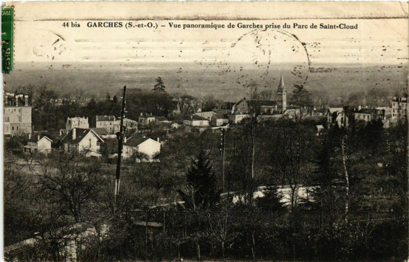 Carte postale ancienne Garches Vue prise du Parc de St-Cloud à Garches