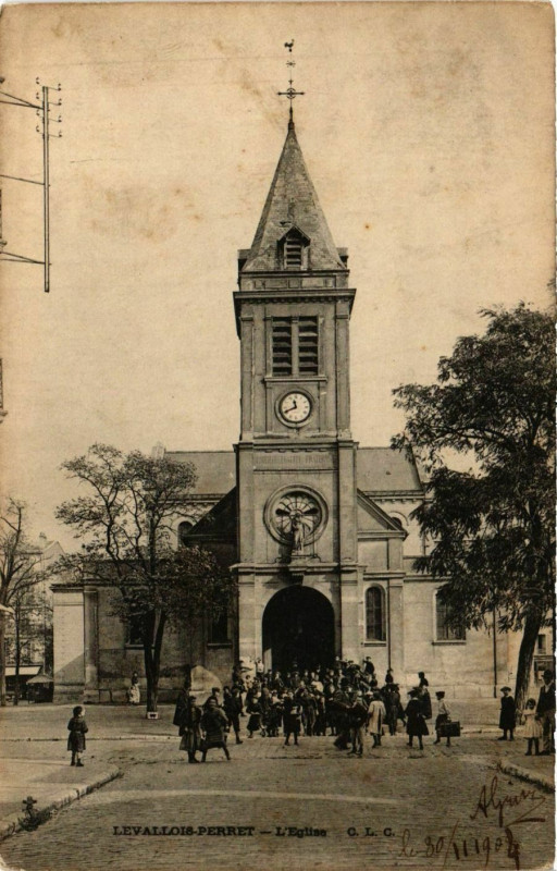 Carte postale ancienne Hauts-de-Seine Levallois-Perret L'Eglise à Levallois-Perret