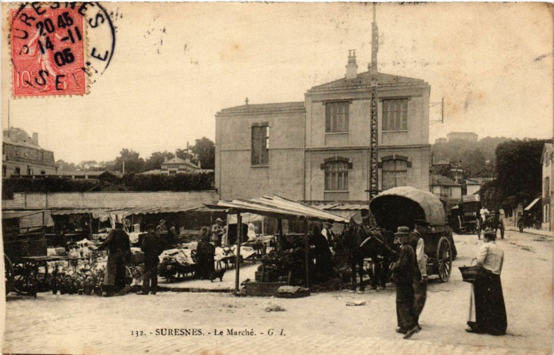 Carte postale ancienne Suresnes - Le Marché à Suresnes