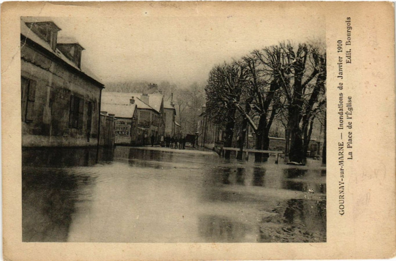 Carte postale ancienne Gounay-sur-Marne - Inondations de Janvier 1910 - La Place de ...
