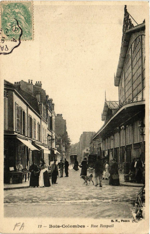 Carte postale ancienne Bois-Colombes - Rue Raspail à Bois-Colombes