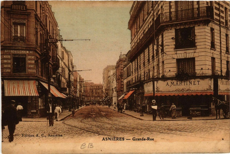 Carte postale ancienne Asniéres - Grande-Rue