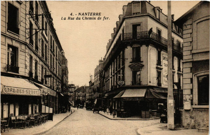 Carte postale ancienne Nanterre - La Rue du Chemin de fer à Nanterre