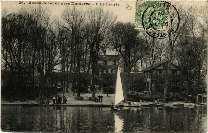 Carte postale ancienne Bords de Seine vers Nanterre - L'Ile fleurie à Nanterre