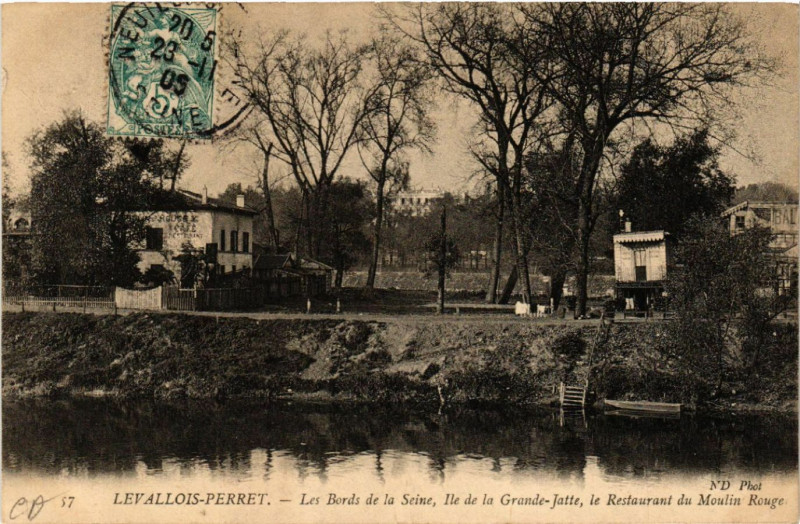 Carte postale ancienne Les Bords de la Seine,  Ile de la Grande-Jatte, le Restaurant du Moulin Rouge à Neuilly-sur-Seine