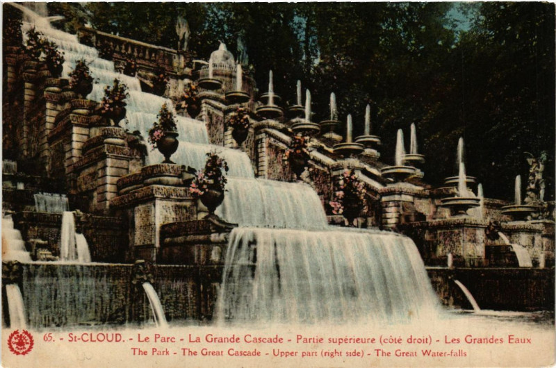 Carte postale ancienne Saint-Cloud - Le Parc - La Grande Cascade - Partie supérieure (coté à Saint-Cloud