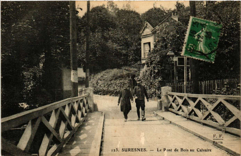 Carte postale ancienne Suresnes - Le Pont de Bois au Calvaire à Suresnes